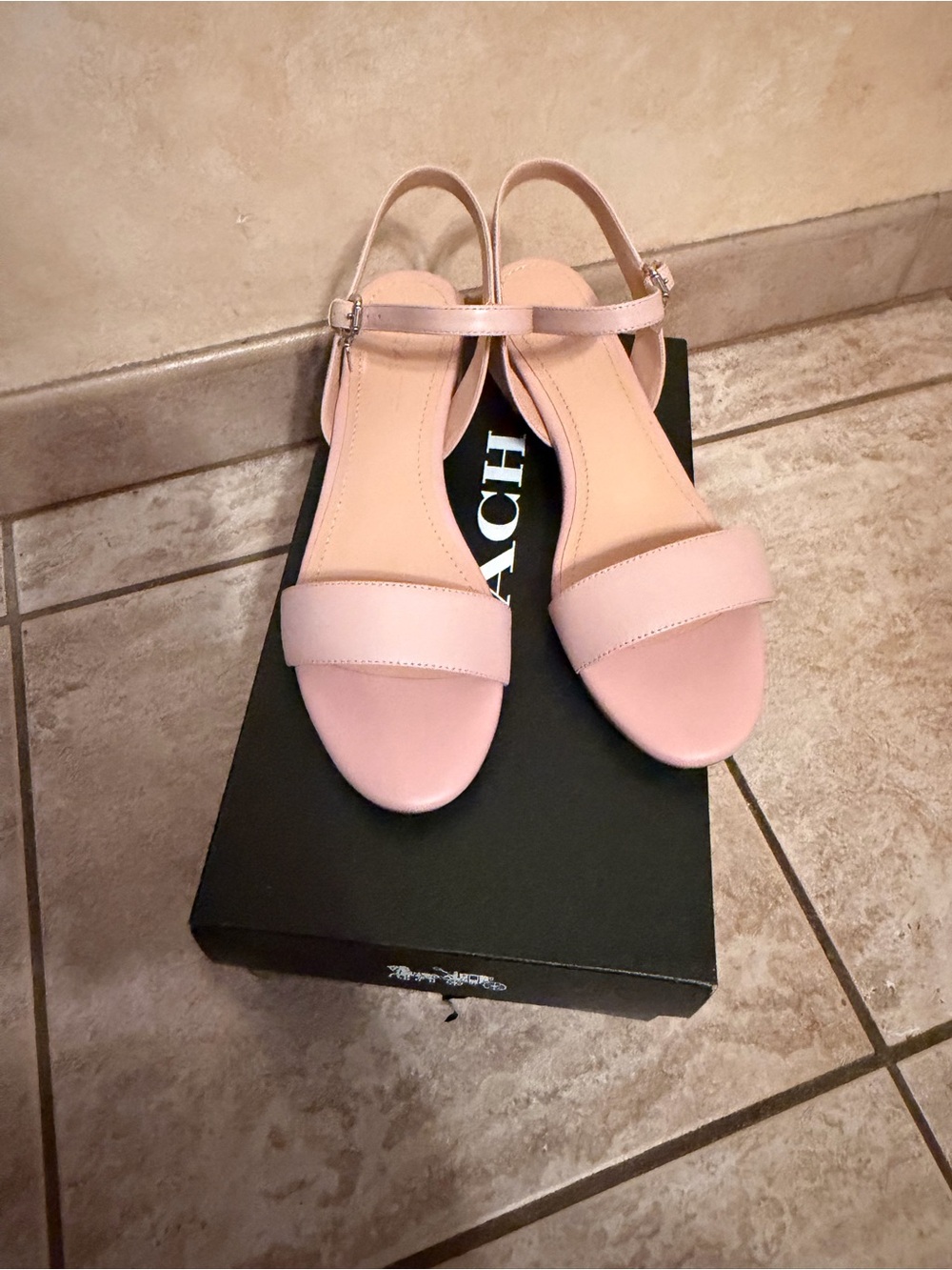 Coach Ida Pale Pink Leather Slingback Sandals size 8B